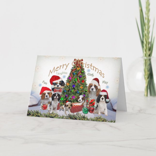 Carte de Noël du roi Cavalier Charles Spaniel (Devant)