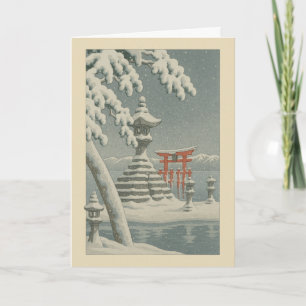Carte de Noël du temple japonais Ukiyo-e
