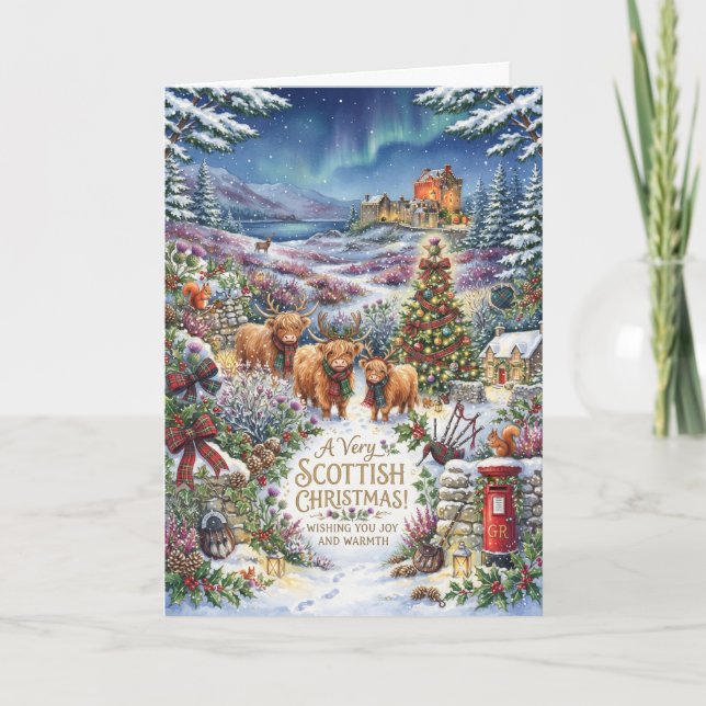 Carte de Noël du village d'hiver écossais (Devant)