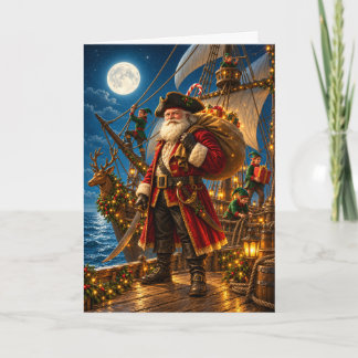 Carte de Noël du voyage au clair de lune de Pirate