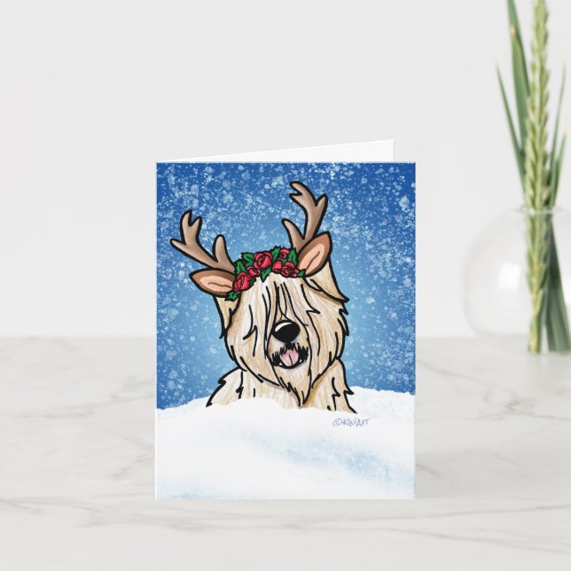 Carte de Noël du Wheaten Terrier Renne (Devant)