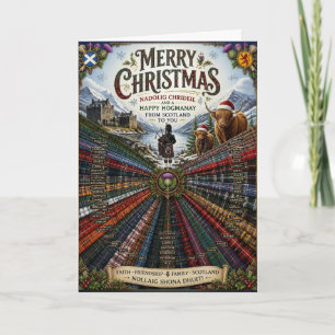 Carte de Noël écossaise avec kilt tartan
