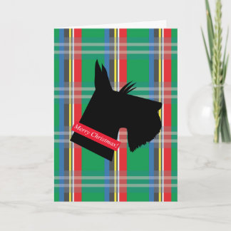 Carte de Noël écossaise de chien Terrier Plaid