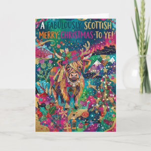 Carte de Noël Écossaise Fantastique de Vache des H
