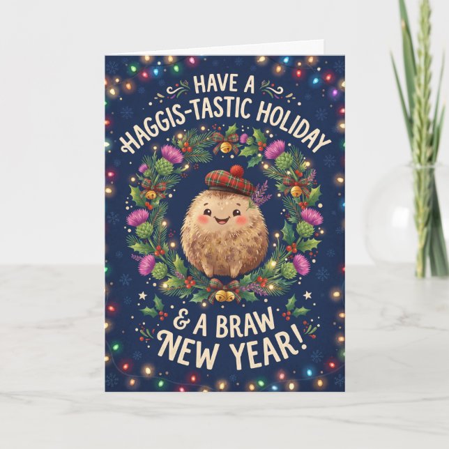 Carte de Noël écossaise Haggis-Tastic Holiday (Devant)