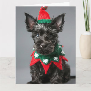 Carte de Noël écossaise Terrier Elf Puppy