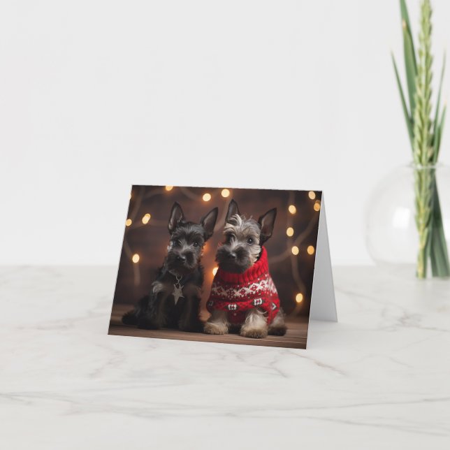 Carte de Noël écossaise Terrier Puppies (Devant)