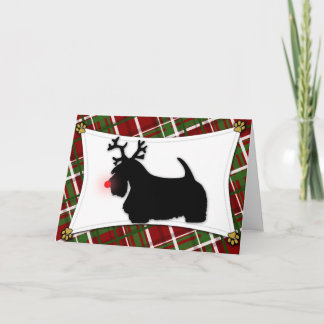Carte de Noël écossaise Terrier Reindeer