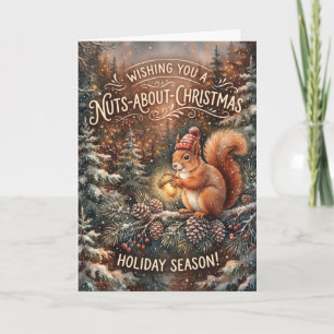 Carte de Noël écureuil fou de Noël