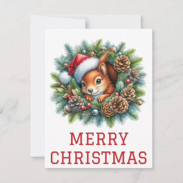 Carte de Noël Écureuil Mignon (Devant)