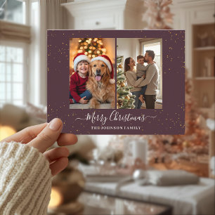 Carte de Noël élégante à 2 photos