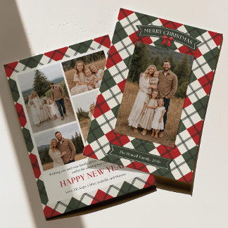 Carte de Noël élégante à carreaux pour photo de fa