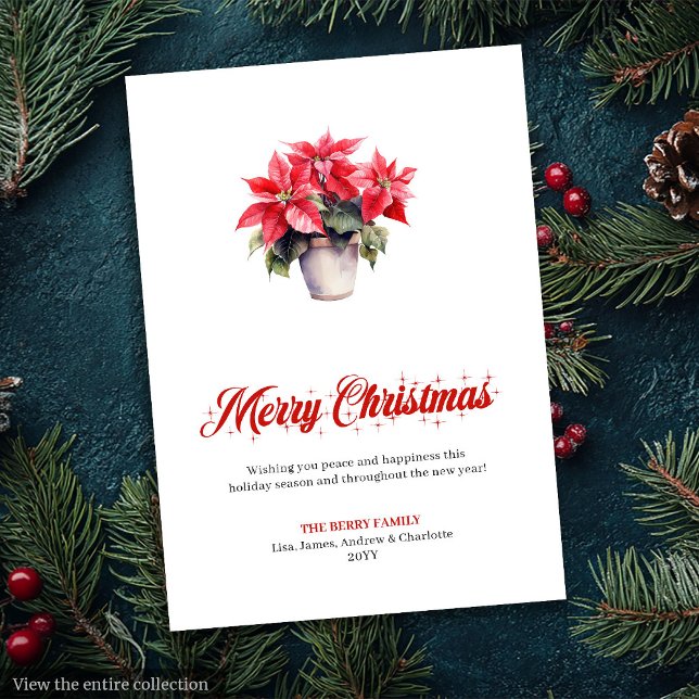 Carte de Noël élégante à l'aquarelle botanique (Stylish Botanical Watercolor Merry Christmas Greeting)