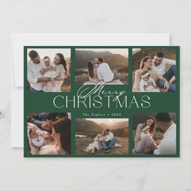 Carte de Noël Élégante à Six Photos (Devant)