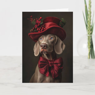 Carte de Noël élégante au chien victorien Weimaran