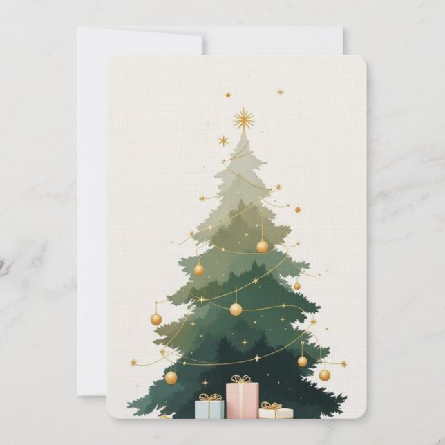 Carte de Noël élégante avec arbre de Noël. (Devant)
