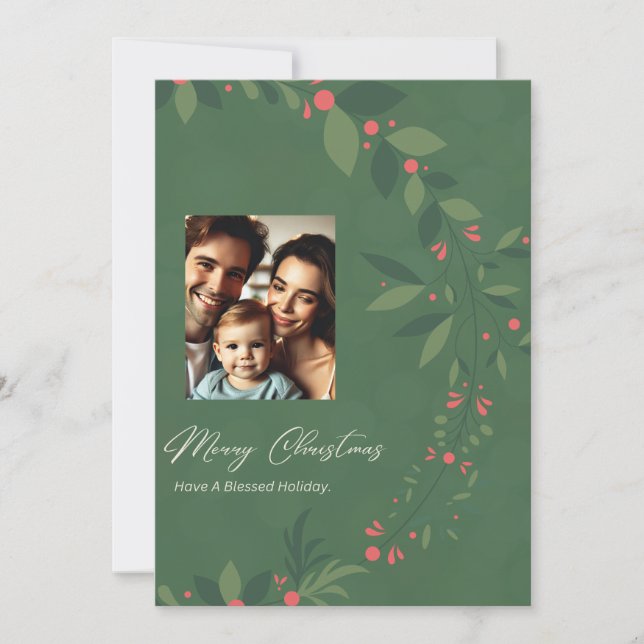 Carte de Noël élégante avec conception de verdure  (Devant)
