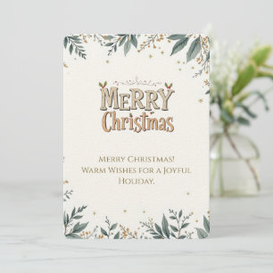 Carte de Noël élégante avec feuillage festif.