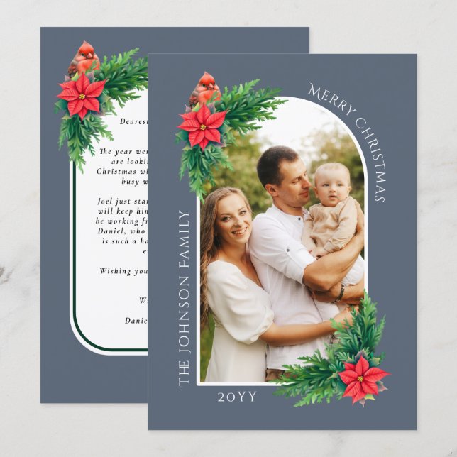 Carte de Noël élégante avec message au verso (Devant / Derrière)