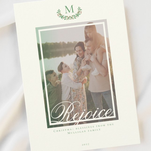 Carte de Noël élégante avec monogramme photo (Créateur téléchargé)