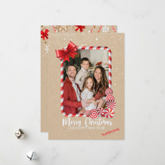 Carte de Noël élégante avec photo de Poinsettia ro
