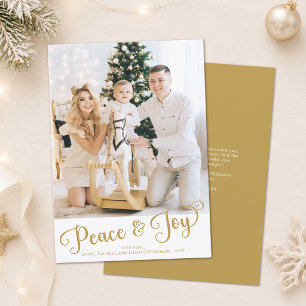 Carte de Noël élégante avec photo "Paix & Joie"
