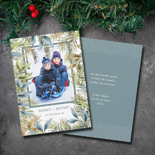 Carte de Noël Élégante avec Pins Photo