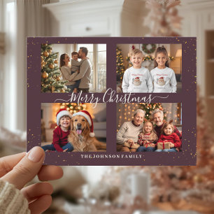 Carte de Noël élégante avec quatre photos