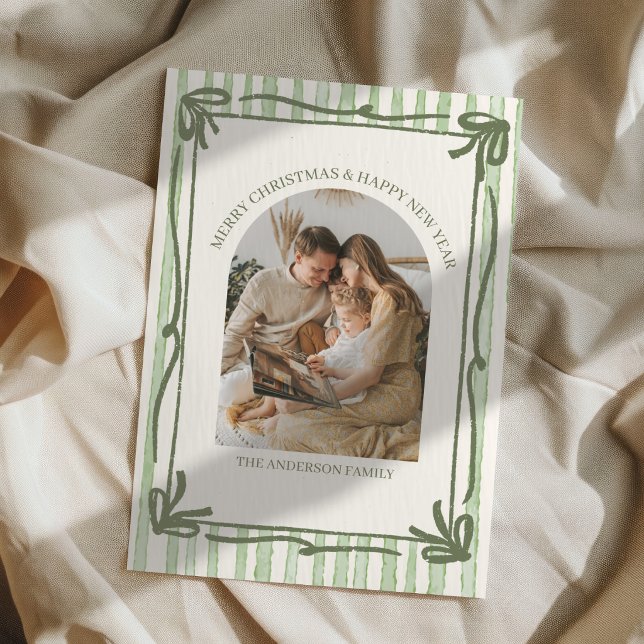 Carte de Noël élégante avec ruban photo (Créateur téléchargé)