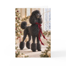 Carte de Noël élégante avec un caniche standard no