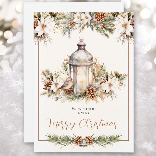 Carte de Noël élégante classique blanche et crème (Elegant Classic White and Cream Christmas Card)