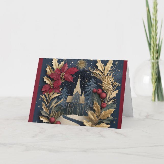 Carte de Noël - Élégante église (Devant)