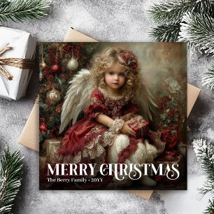 Carte de Noël élégante et angélique victorienne