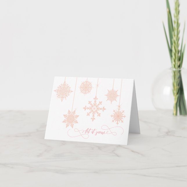 Carte de Noël Elégante et Ornate Pink Snowflakes (Devant)