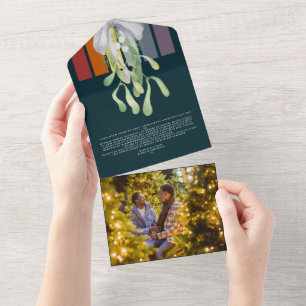 Carte de Noël élégante Mistletoe Gay Rainbow