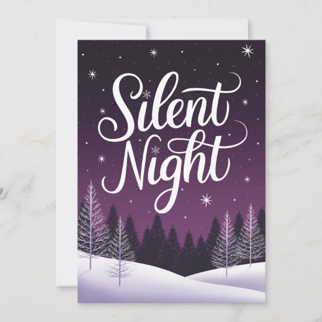 Carte de Noël Elegante Nuit Silencieuse Violette (Devant)