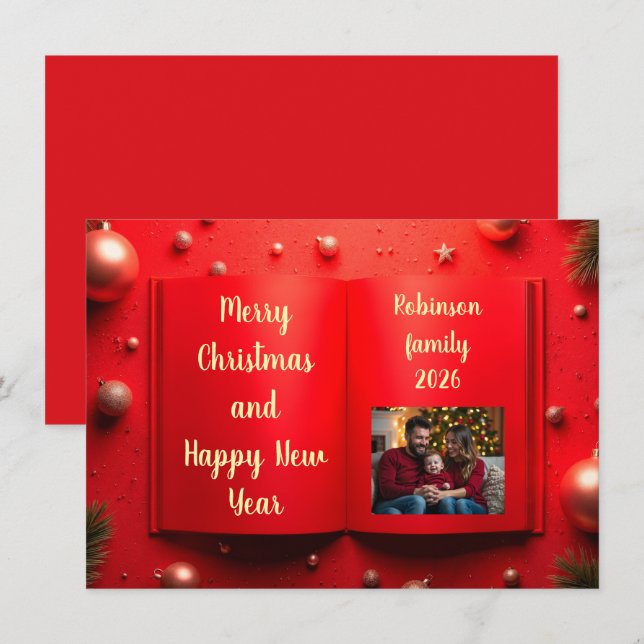 Carte de Noël élégante photo 2027 (Devant / Derrière)