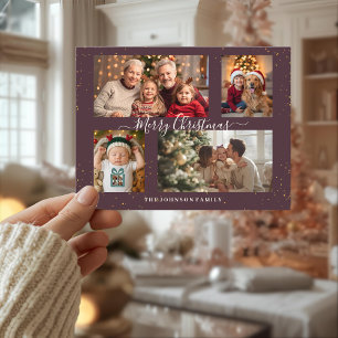 Carte de Noël élégante pour 4 photos