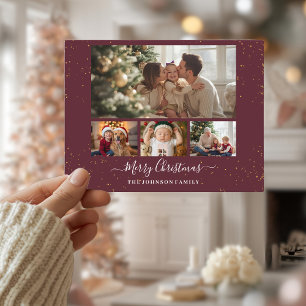Carte de Noël élégante pour 4 photos