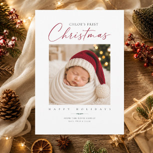 Carte de Noël élégante pour bébé pour son premier