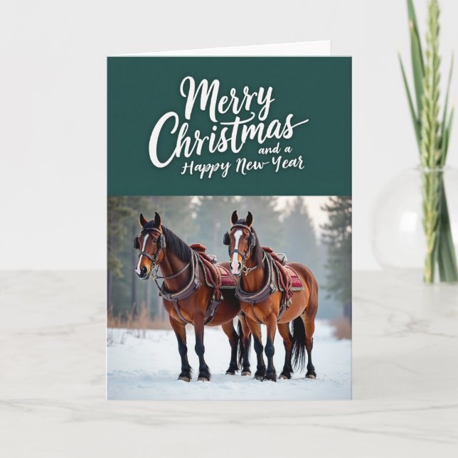 Carte de Noël Élégante pour Équidés (Devant)