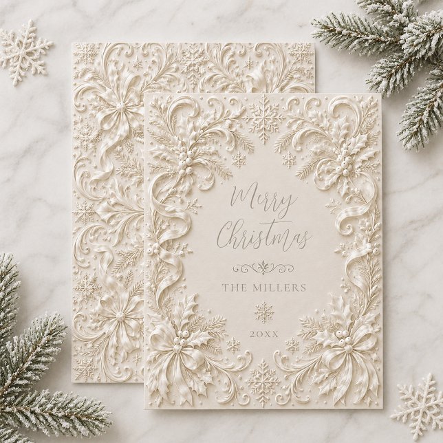 Carte de Noël élégante vintage baroque (Elegant Vintage Baroque Merry Christmas Card)