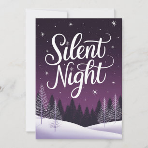 Carte de Noël élégante Violet Nuit Silencieuse