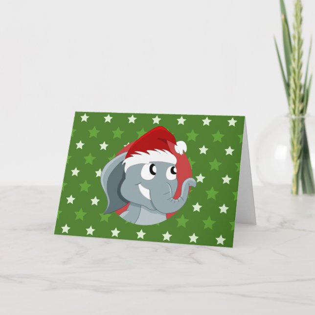 carte de Noël éléphant dessin animé vacances (Devant)