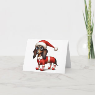 CARTE DE NOËL ELF DACHSHUND