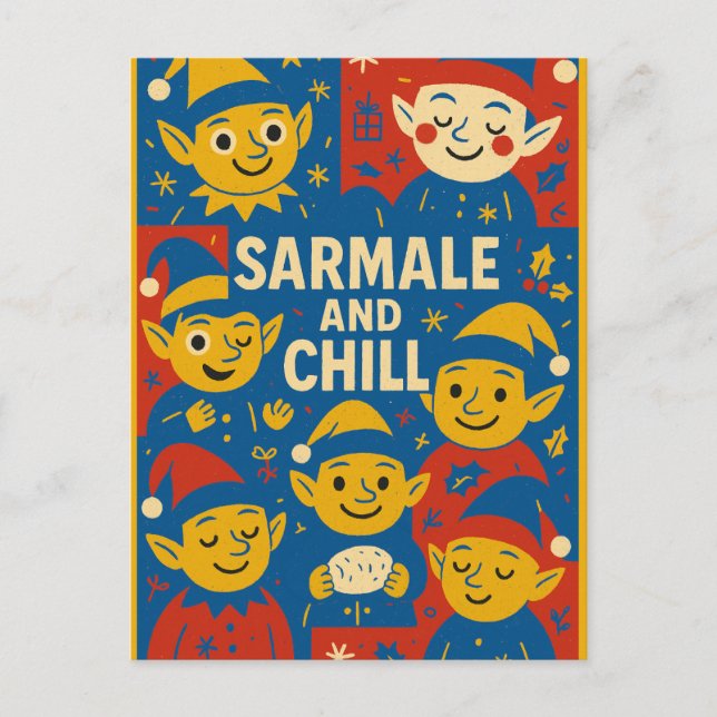 Carte de Noël elfes Sarmale et Chill (Devant)
