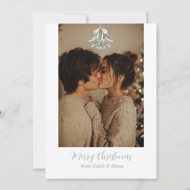 Carte de Noël Embrassez-moi sous le gui (Devant)