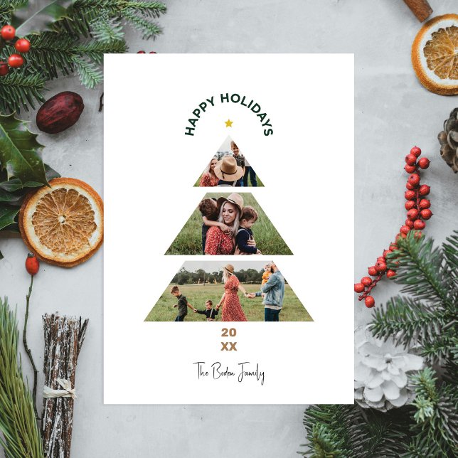 Carte de Noël en collage de photos avec un sapin d (Christmas tree photo holiday card)