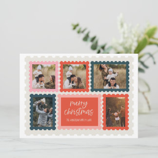 Carte de Noël en collage de photos de timbres-post