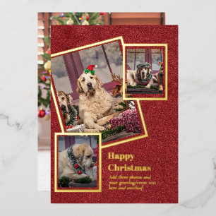 Carte de Noël en collage PHOTO avec FEUILLE D'OR R